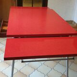 Extendable red formica table