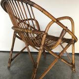 Rattan armchair vintage shell adult 1960