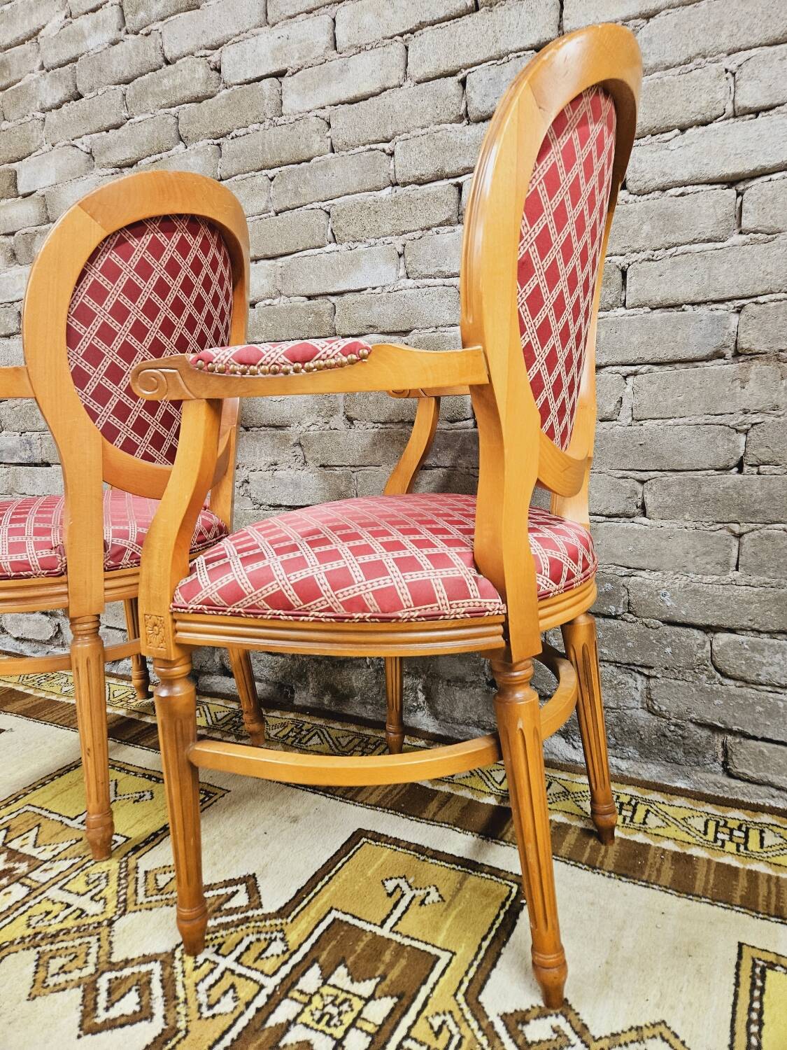 Pair of Louis XV style Medallion armchairs