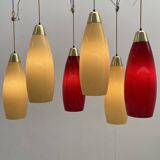 red and yellow murano glass pendants