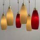 red and yellow murano glass pendants
