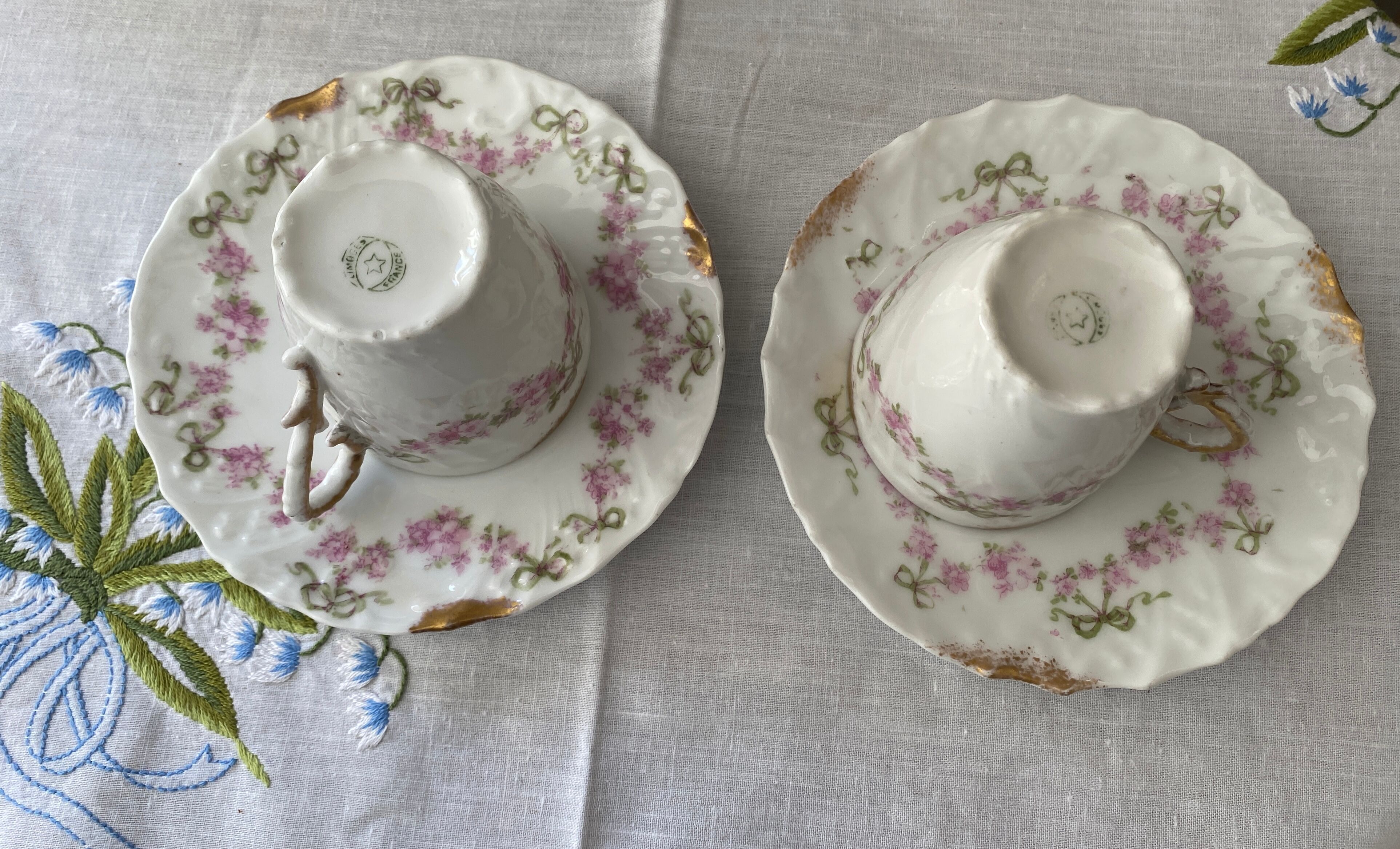 Duo of antique porcelain cups