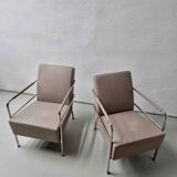 2 vintage nude leather "Cinema" easy chairs by Gunilla Allard for Lammhults | 1990s