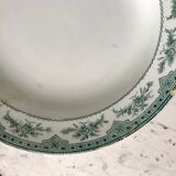 Round dish Terre de Fer earthenware of Onnaing model "Roses Mousses" late nineteenth