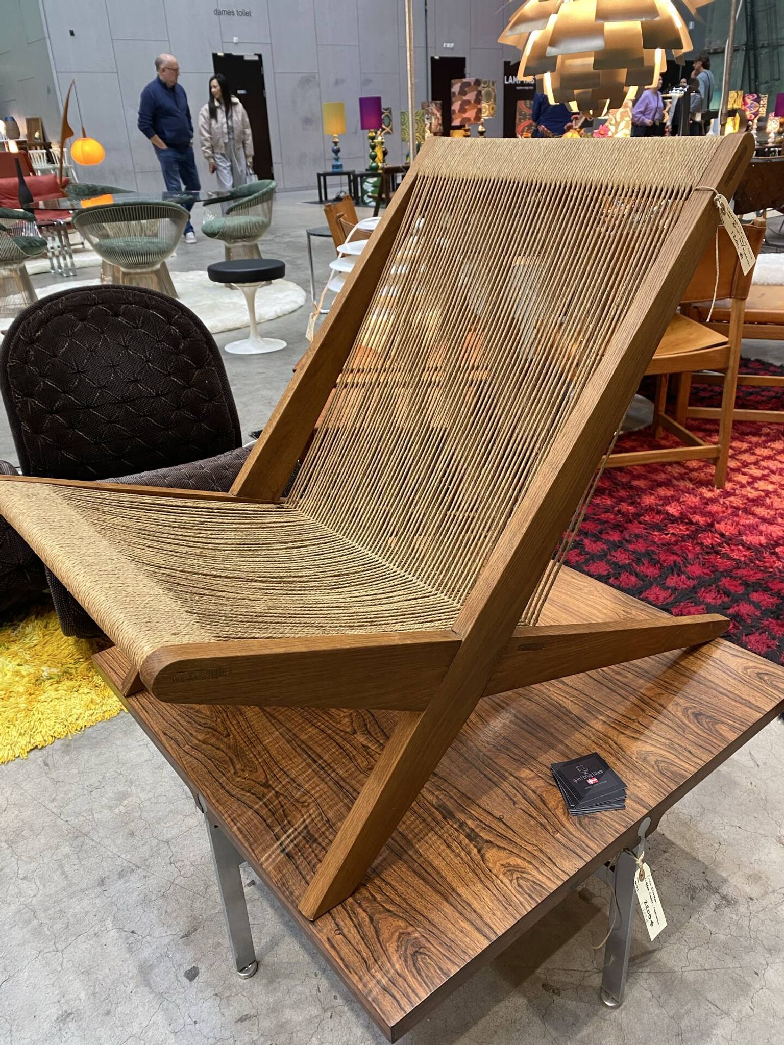 Sculptural lounge chair in oak w/ paper cord