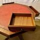 Vintage octagonal gueridon, 4 drawers, leather top, lion's paw feet.