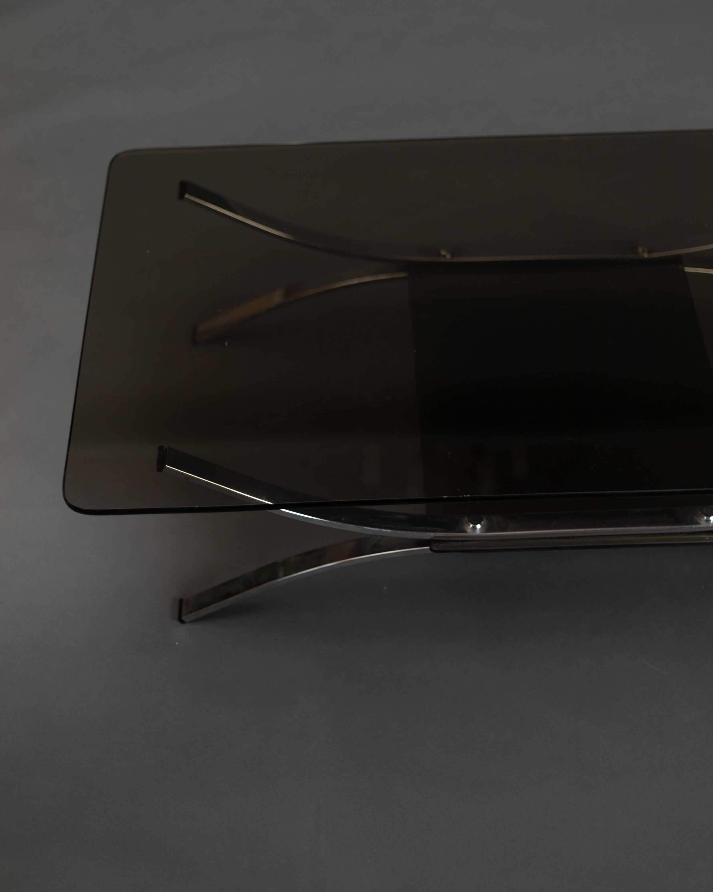 Chrome coffee table and smoked glass 1970