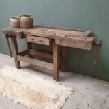 Old wooden workbench sidetable