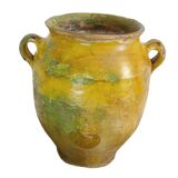 Grand pot à confit ancien français à glaçure jaune