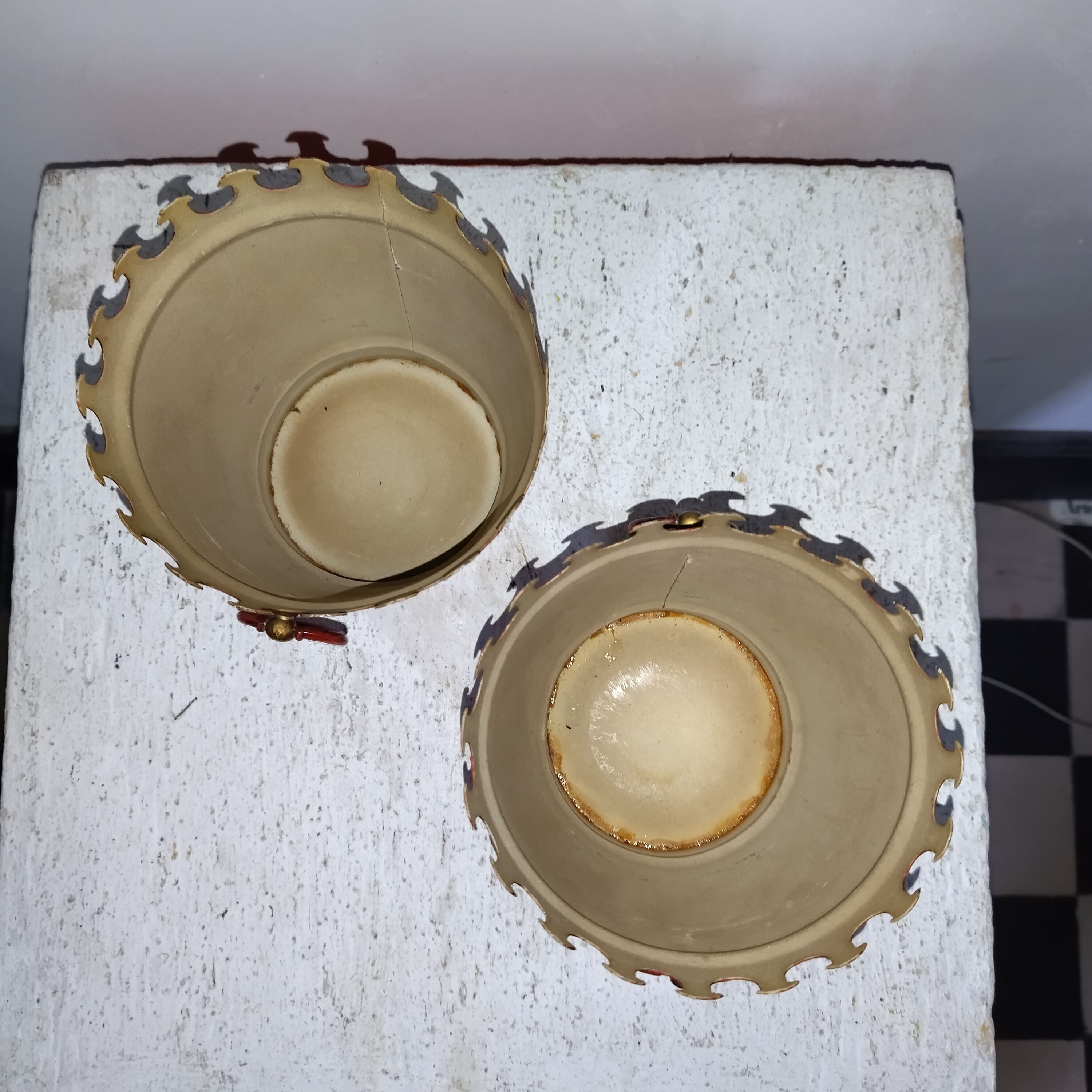 Pair of Lancel Paris metal pot covers