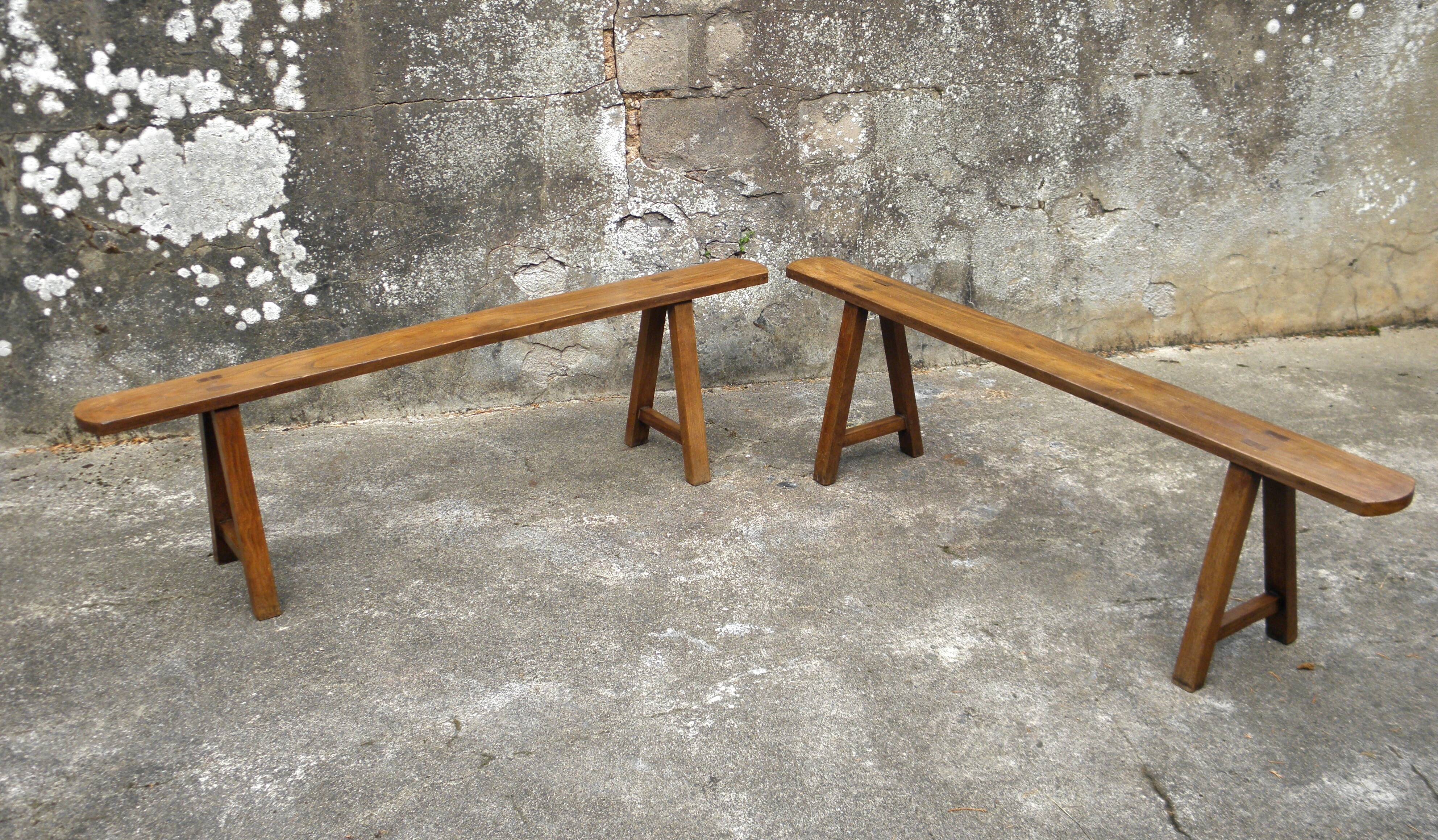 Pair of farmhouse benches 165 cm