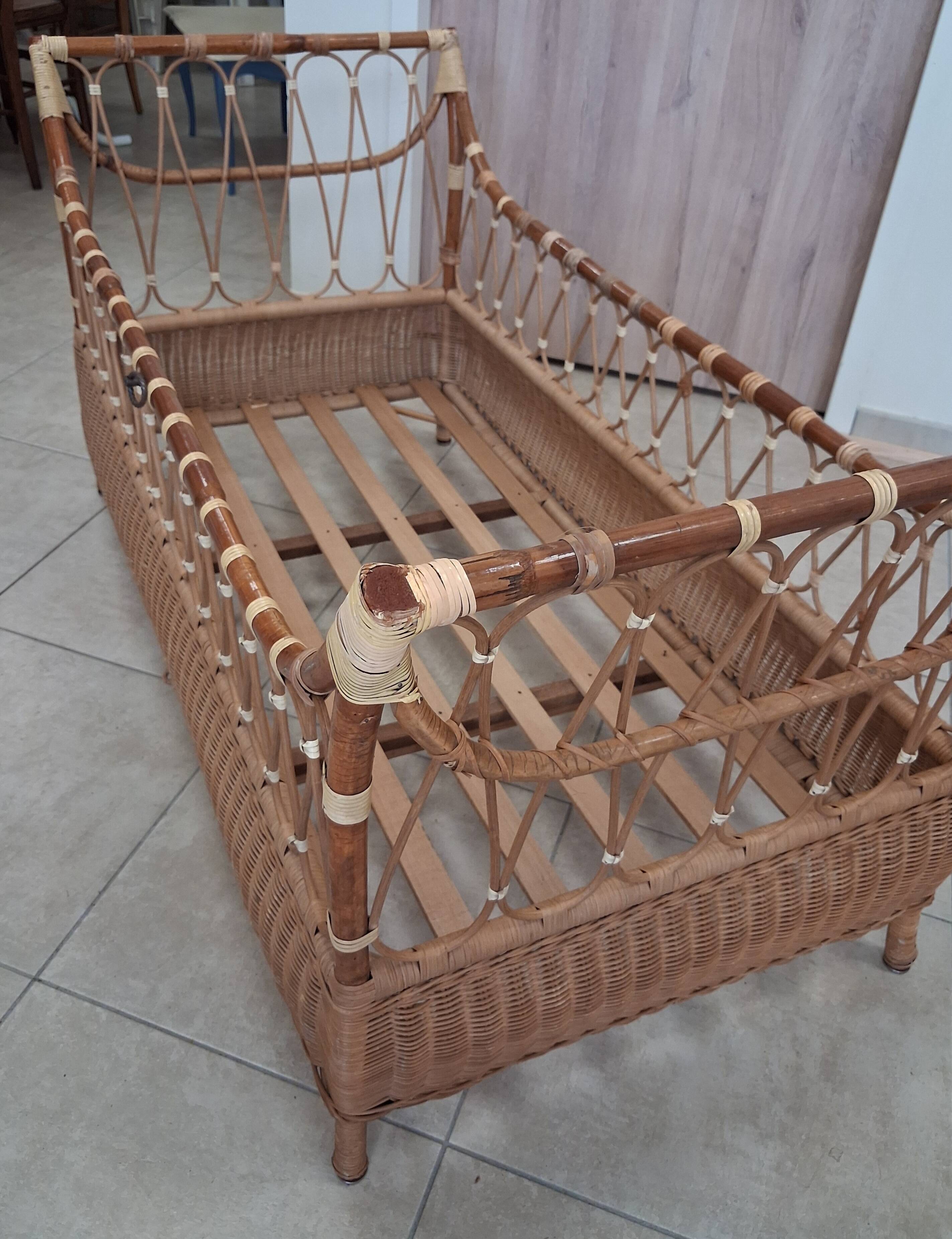 Rattan and wicker children's bed