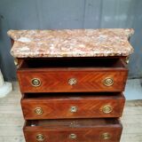 Transitional marquetry chest of drawers