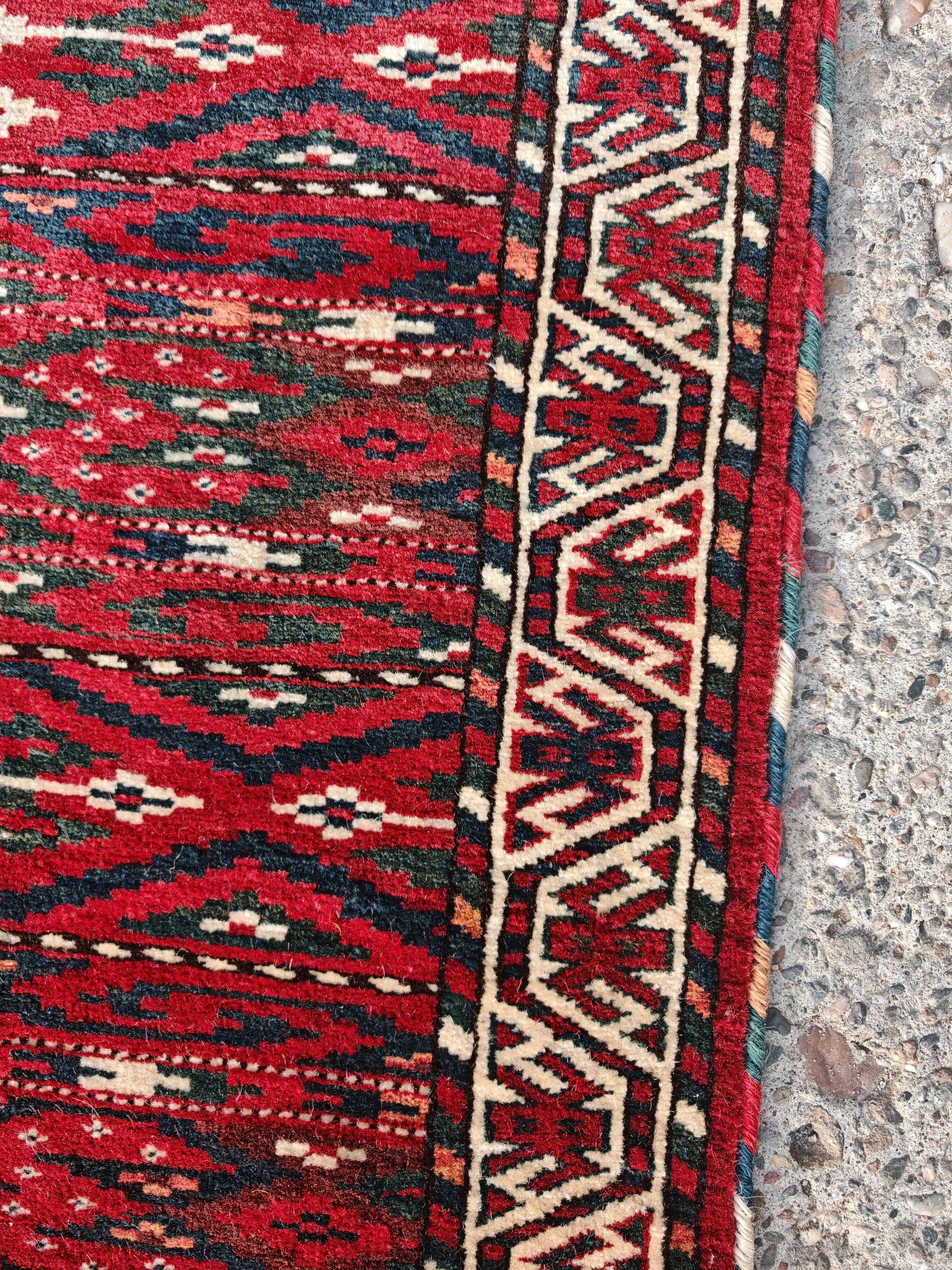 Antique Yomud Jaffarbai Turkmen rug, handwoven from the 1880s.