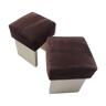 Pair of square seats made of chocolate velvet calf