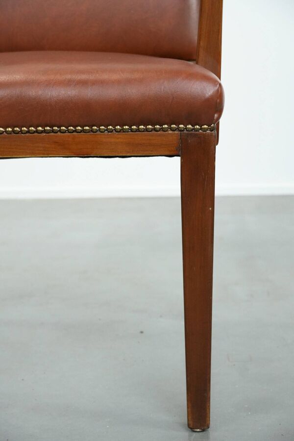 Bureau/chaise d'appoint vintage scandinave en bois et cuir de vache des années 60/70