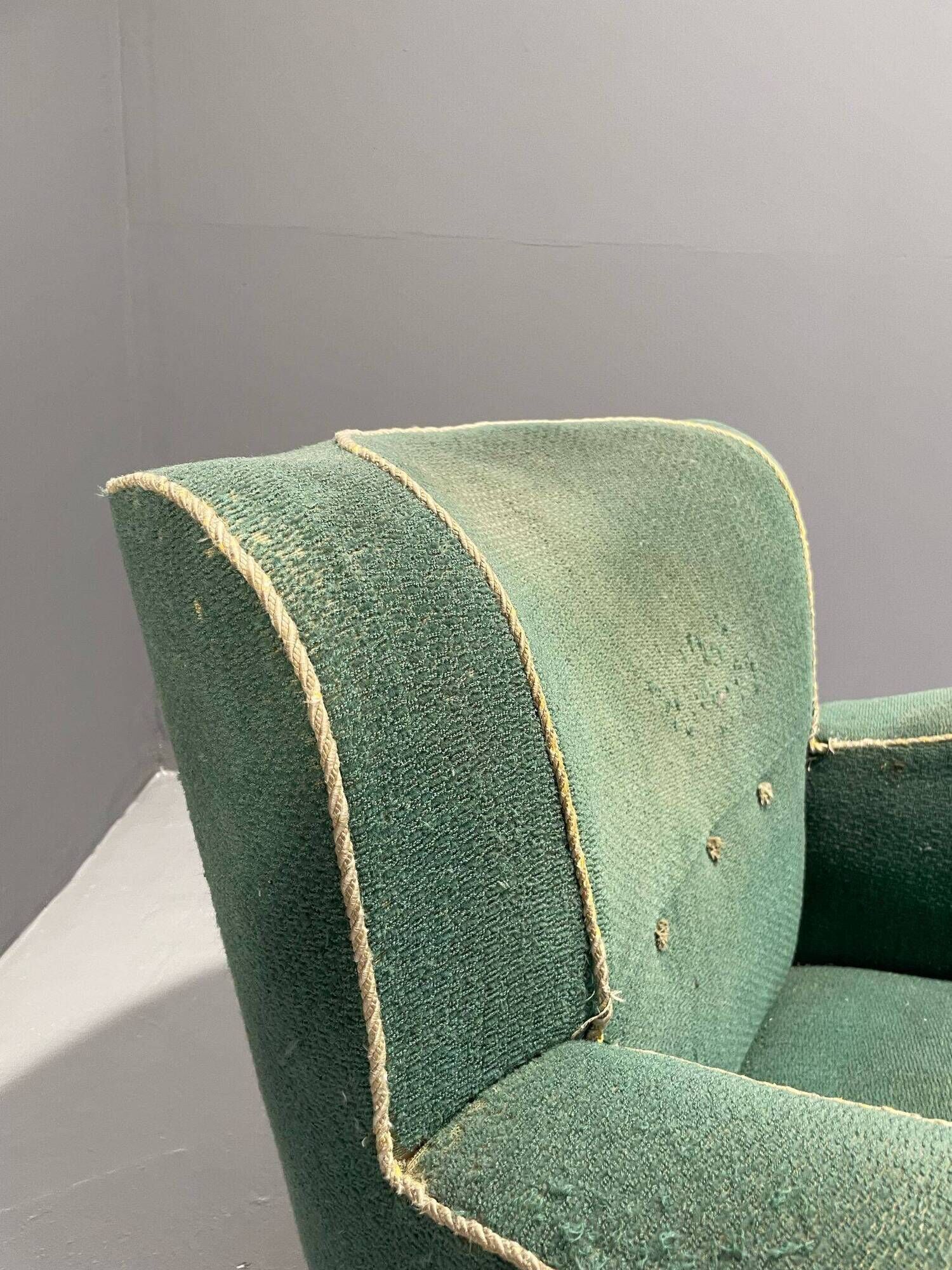 Fauteuil Art déco danois en mohair vert, années 1930-1940