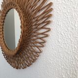 Vintage rattan sun mirror 1960 - 50 x45 cm