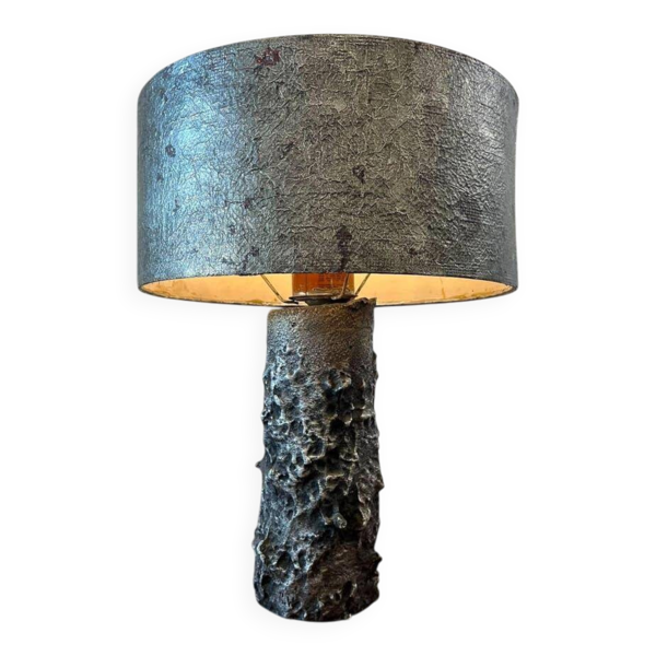 Lampe de table métallique brutaliste vintage / lampadaire