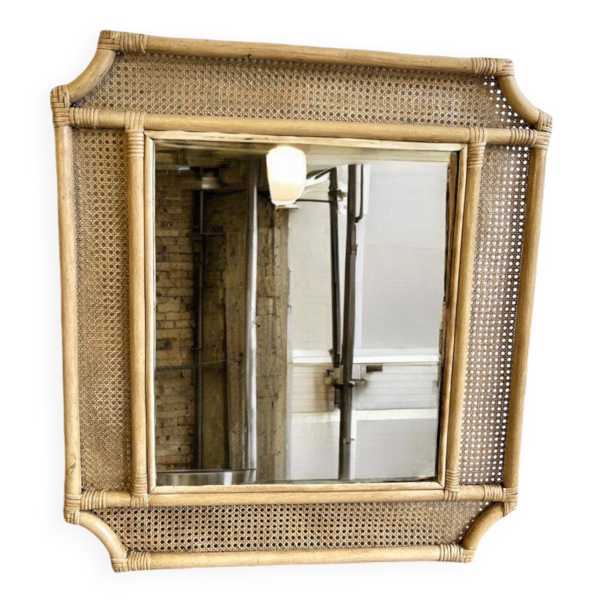 Vintage rattan mirror / romantic wall mirror