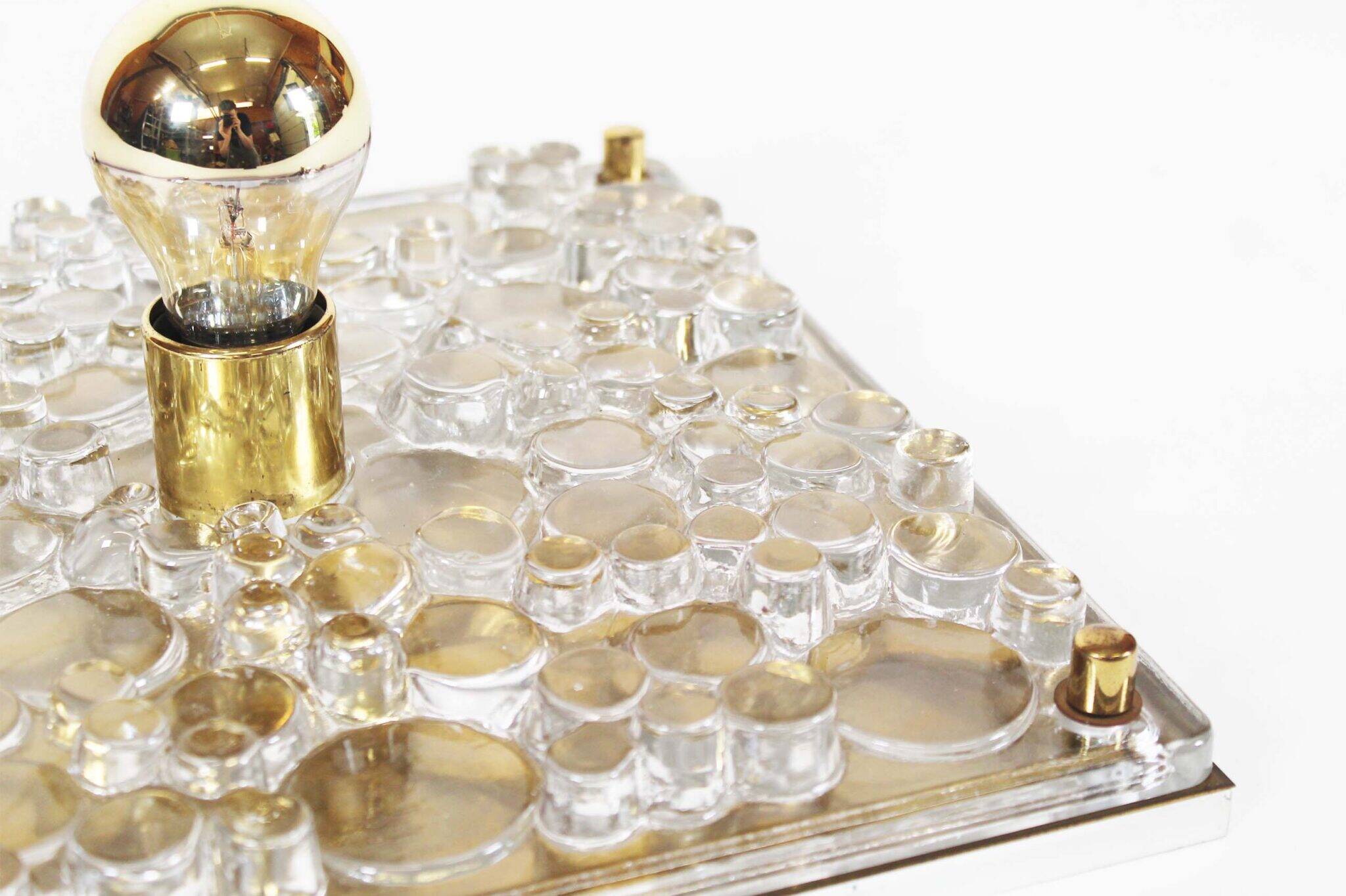 Large vintage murano glass flush mount light by Neuhauss