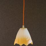 Old french ceiling light in opalescent and orange glass, french pendant light - circa 1960