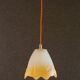 Plafonnier français ancien en verre opalescent et orange, suspension française - vers 1960