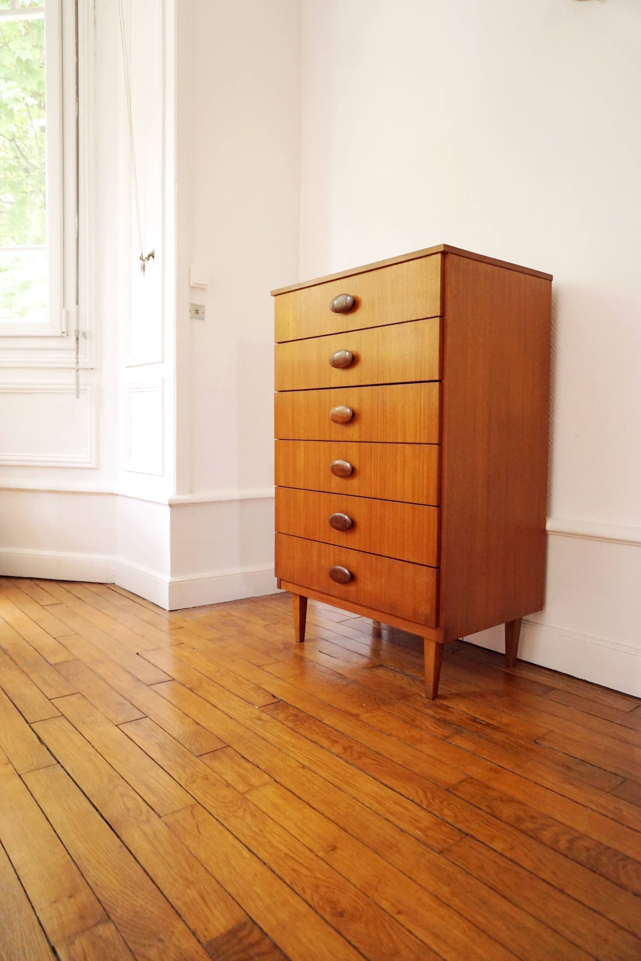 Chest of drawers 6 Scandinavian teak drawers