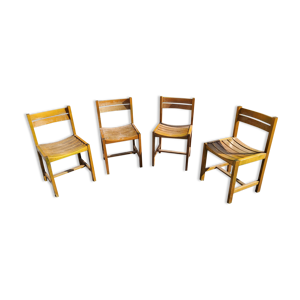 set de 4 chaises à lattes