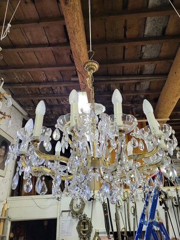 Lustre pampilles gaine de verre 12 ampoules
