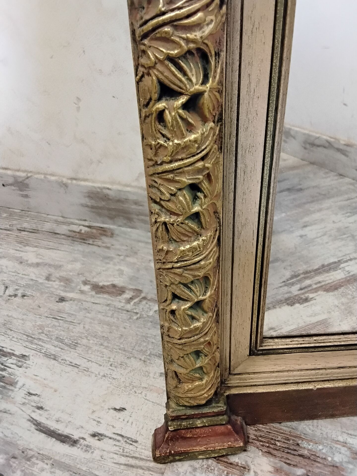 Large antique wooden mirror