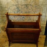 Oak caned magazine rack