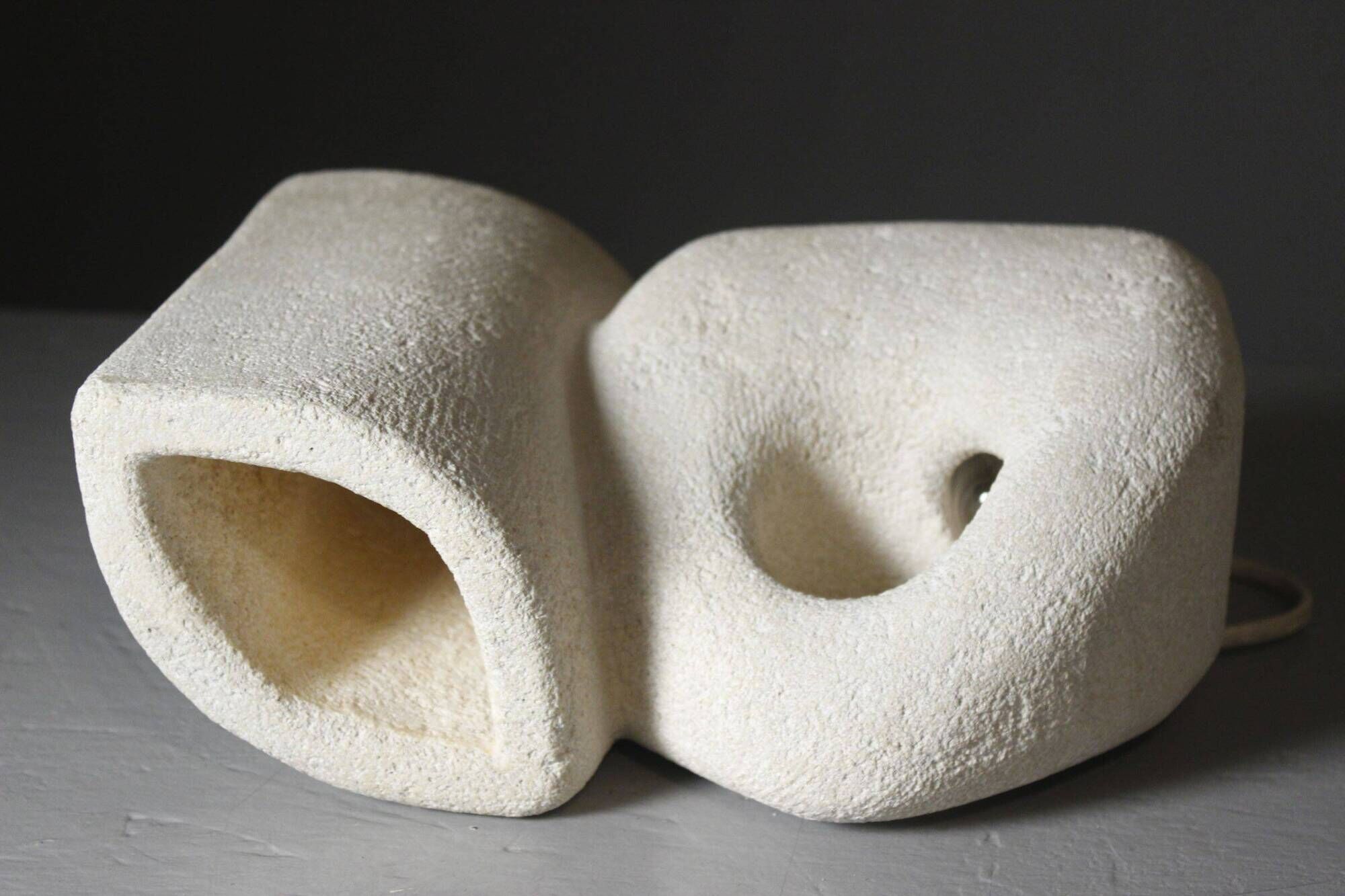Sculptural vase lamp from Pierre du Gard, carved, 1970s design by Albert Tormos.
