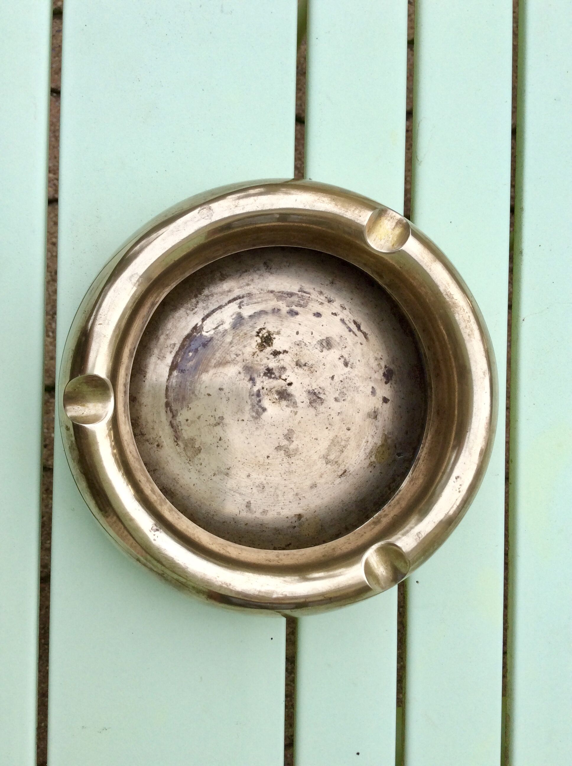 Vintage brass round ashtray