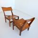 Armchairs convertible into Brutalist Bench in solid wood 1940 vintage