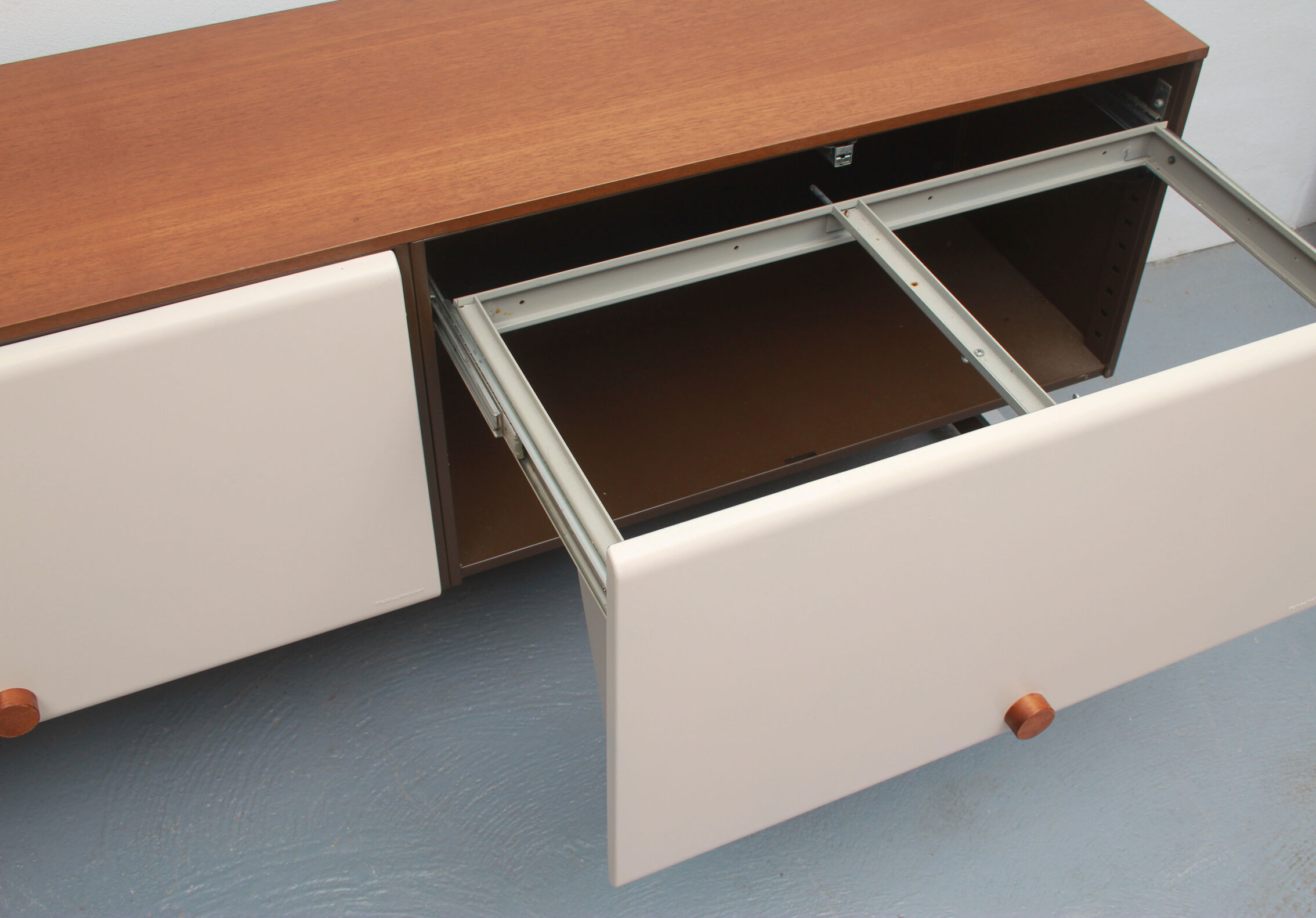 1970s sideboard room-devider in metal and teak