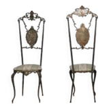 Hollywood regency chiavarine brass side chairs, 1930s, set of 2