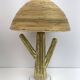 Pair of Hollywood Regency Rattan and Brass Cactus Lamps, Italy, 1990s