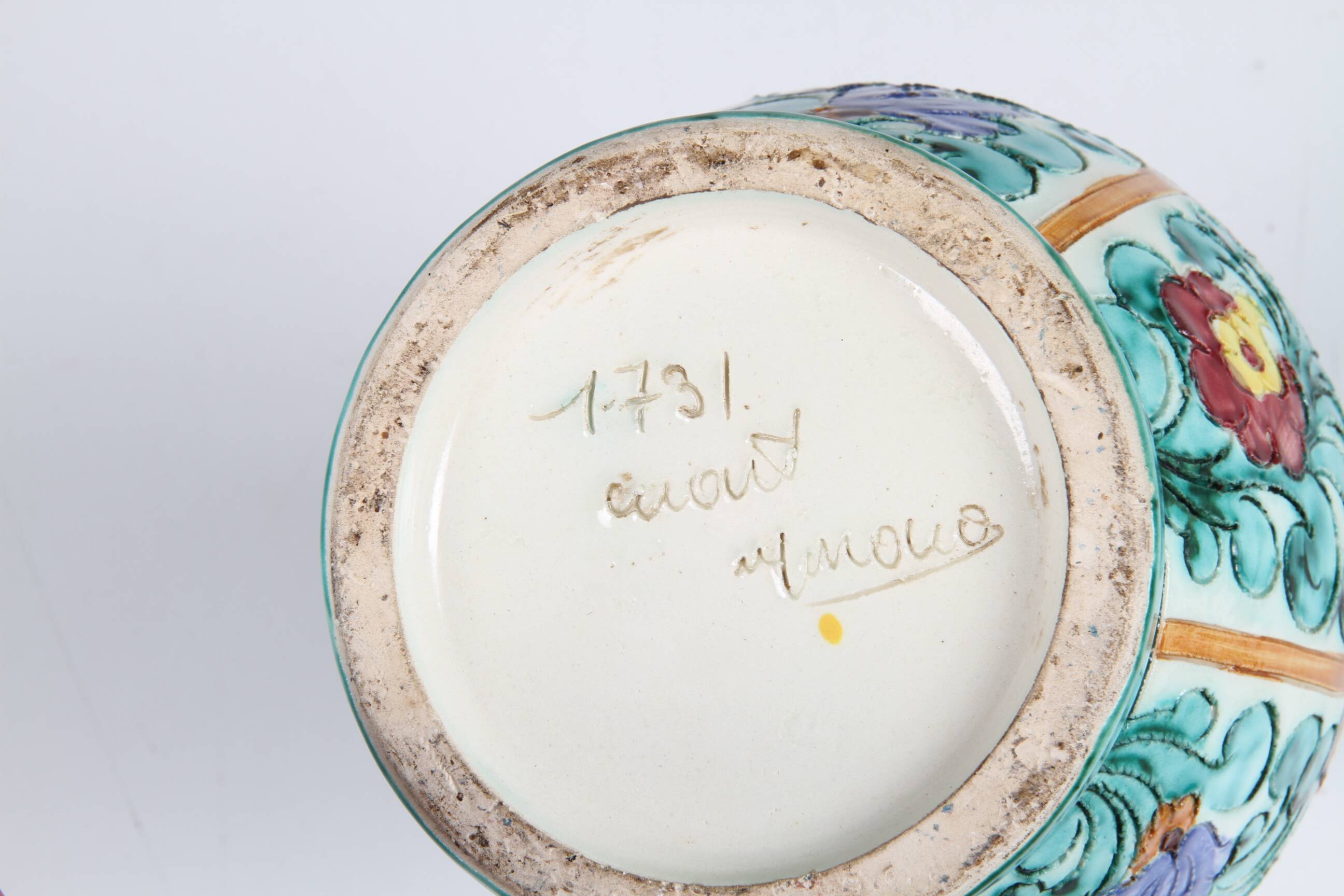 Polychrome earthenware jug