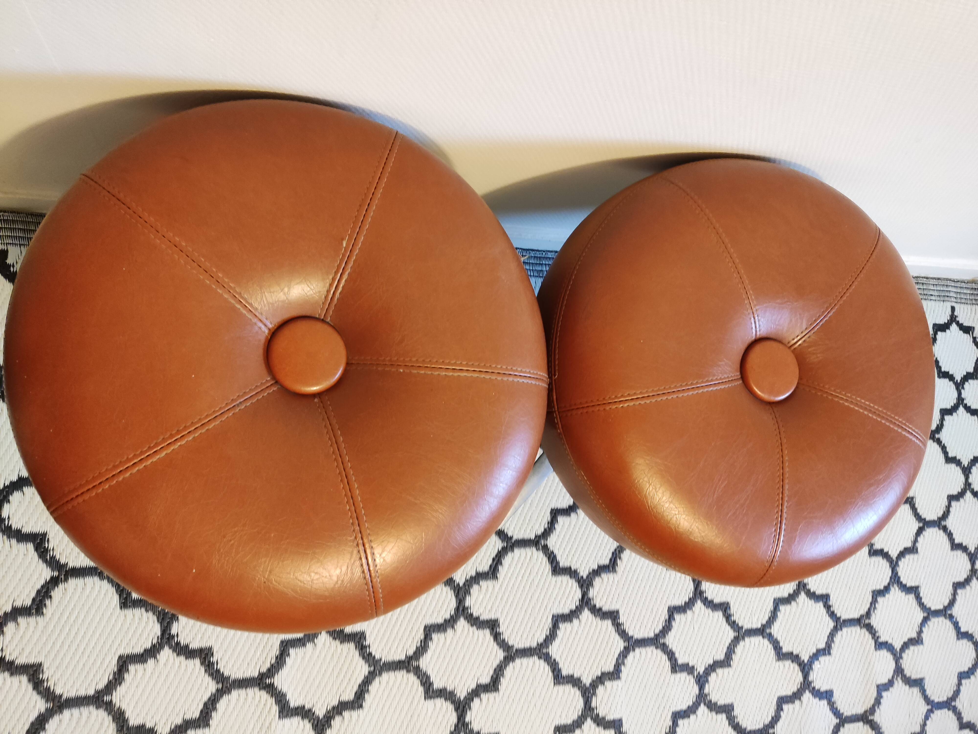 2 low brown stools