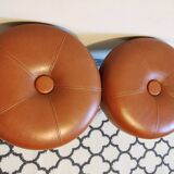 2 low brown stools