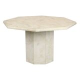 Vintage Octagonal Dining Table Travertine Natural Stone Italy 70s