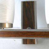 Pair of Scandinavian appliques in teak and opaline