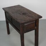 Antique Spanish Rustic Farmhouse Chestnut Side Table / Console, 18th Century