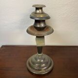 Paire de bougeoirs style art deco en metal argente