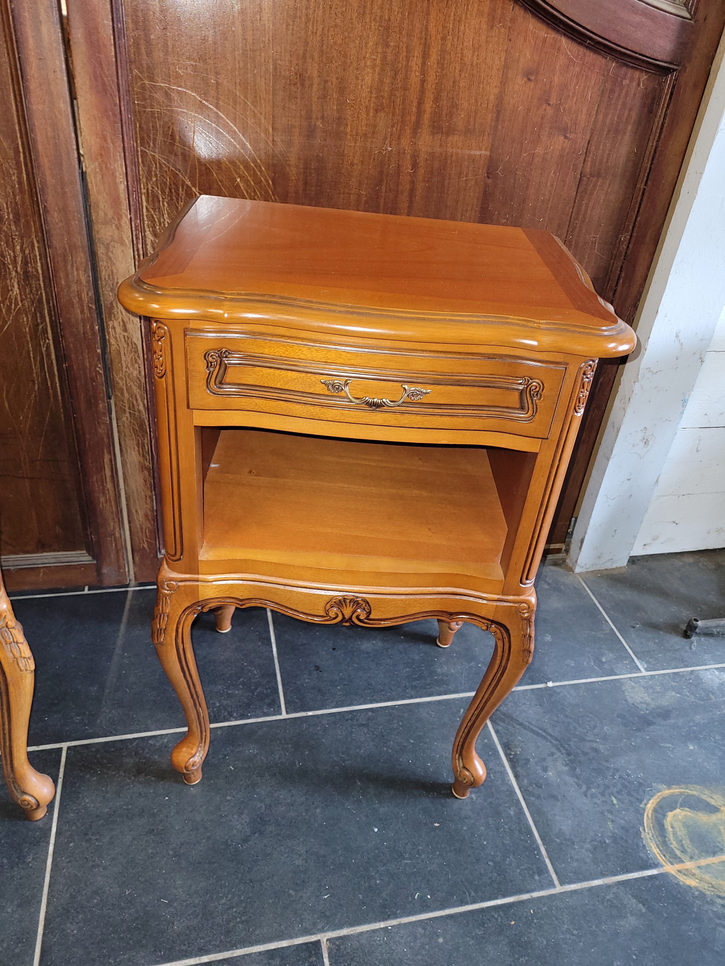 Pair of Louis XV style oak bedside table