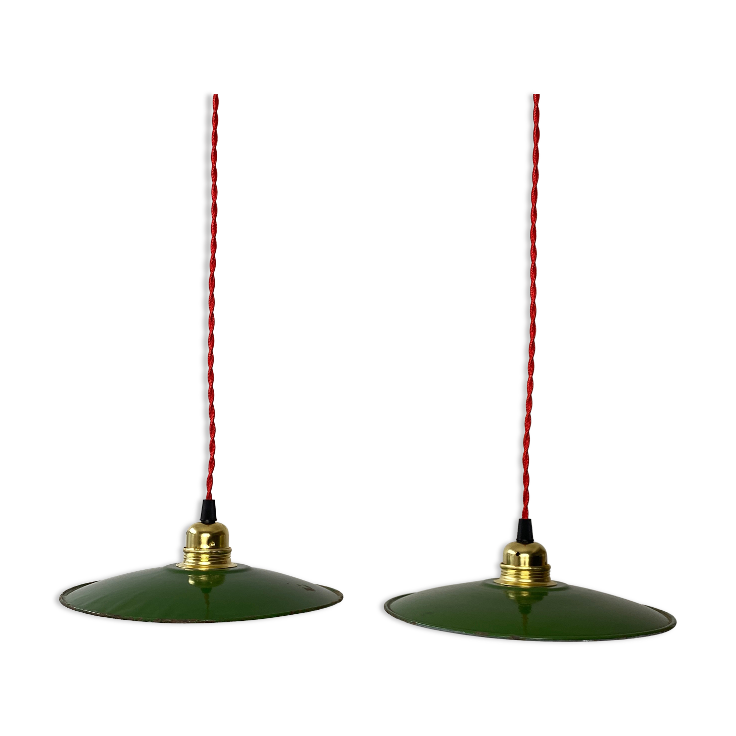 Lot 2 suspensions emaillees vintage 24,5 cm