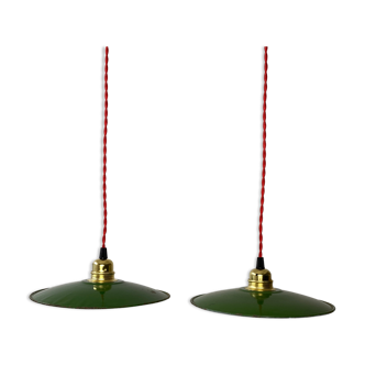 Lot 2 suspensions emaillees vintage 24,5 cm