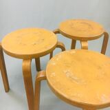 Suite of 3 Alvar Aalto stools for Artek