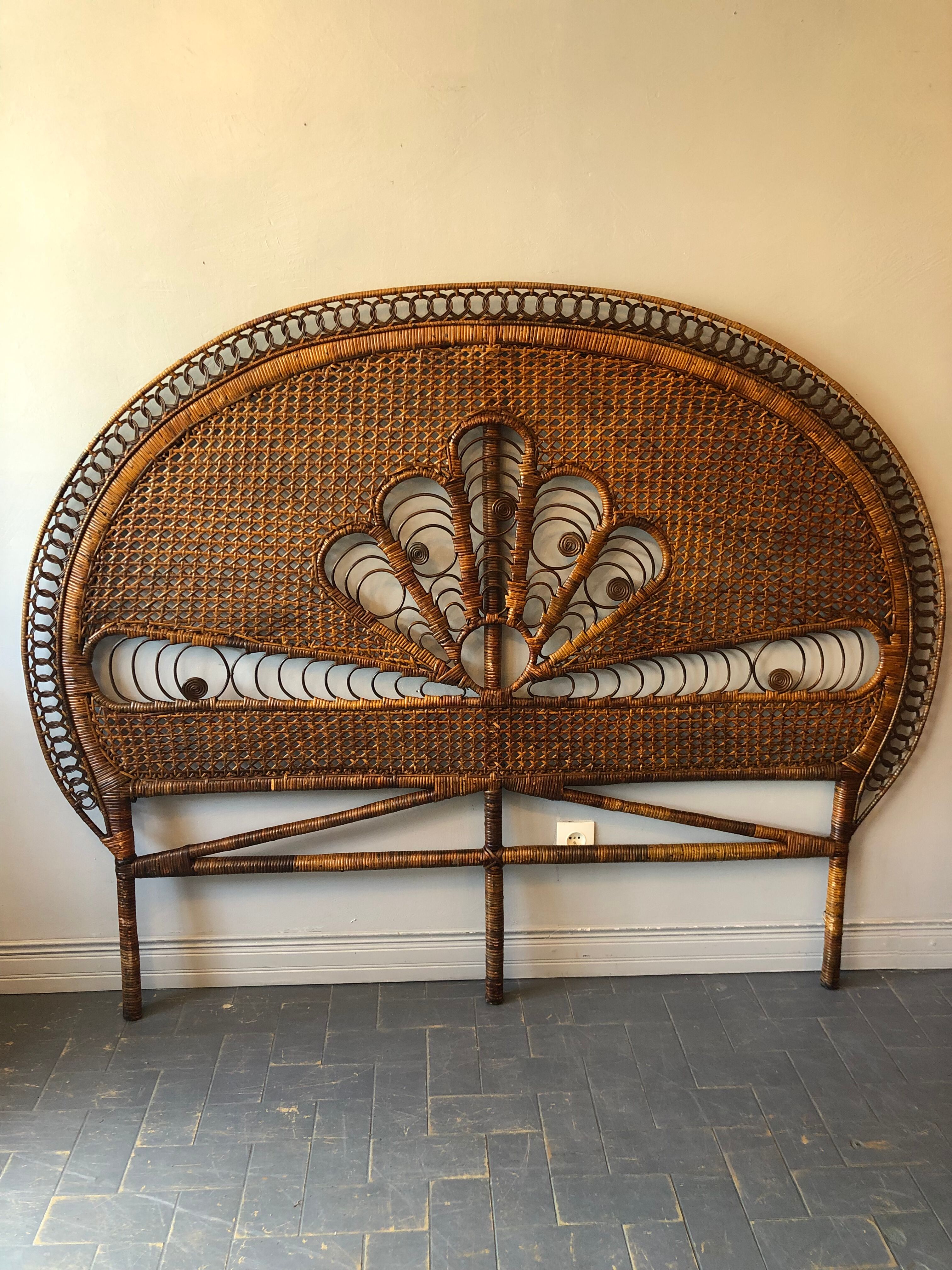 Vintage rattan headboard